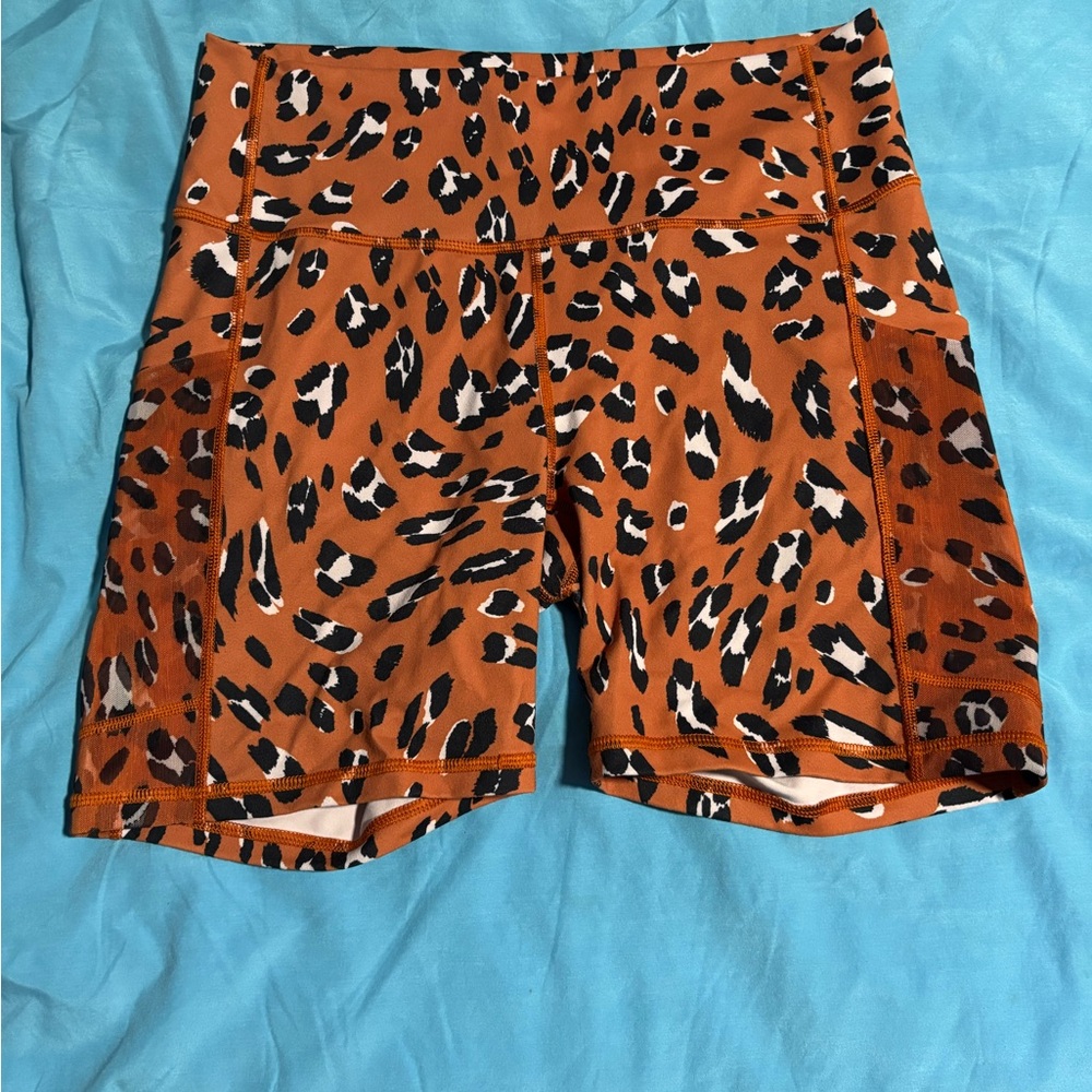 Fabletics Orange Leopard Print Athletic Shorts